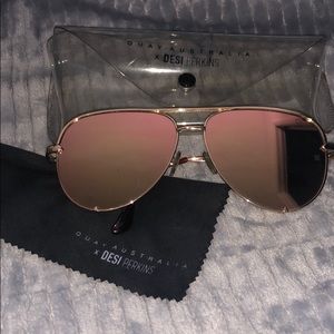 Quay rose gold aviators by Desi Perkins
